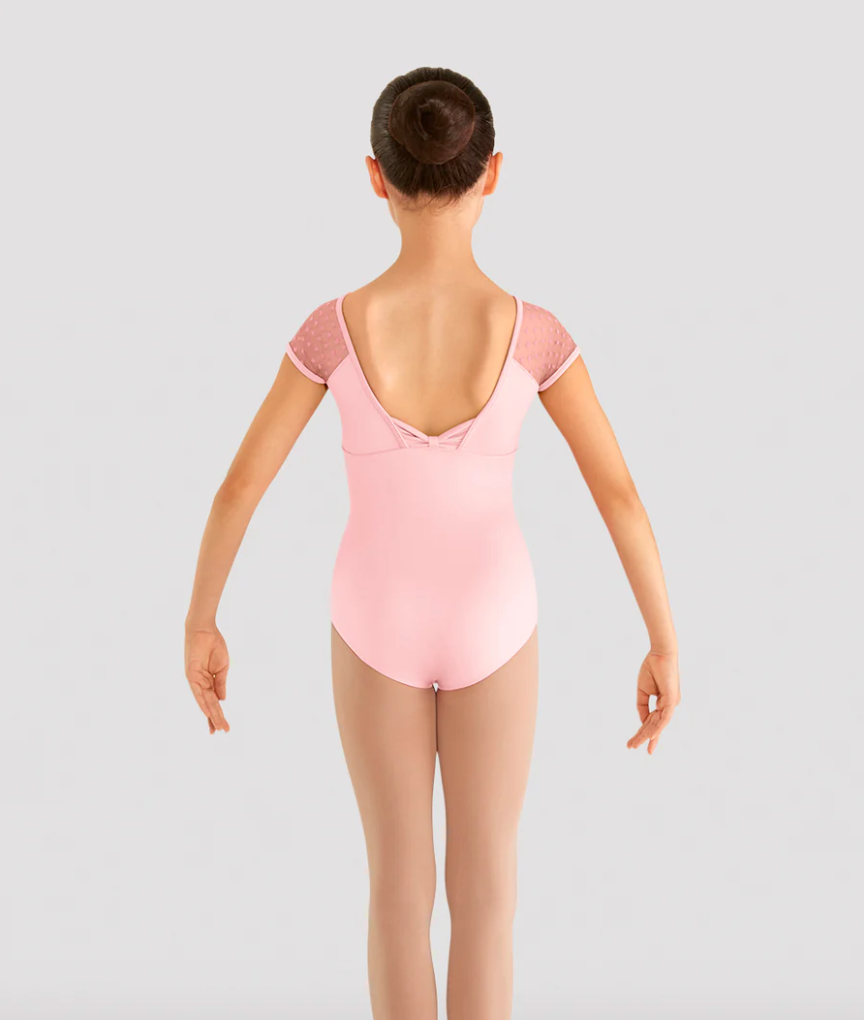 Heart Mesh Cap Sleeve Leotard