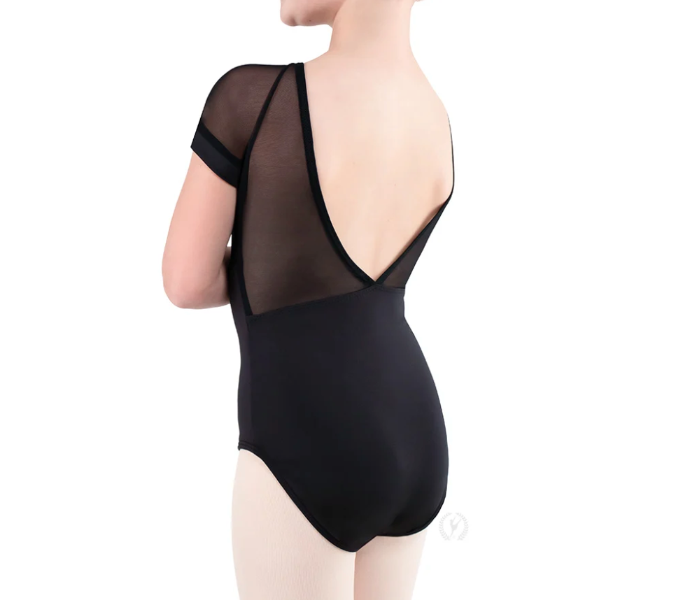 Child Silhouette Mesh Cap Sleeve Leotard