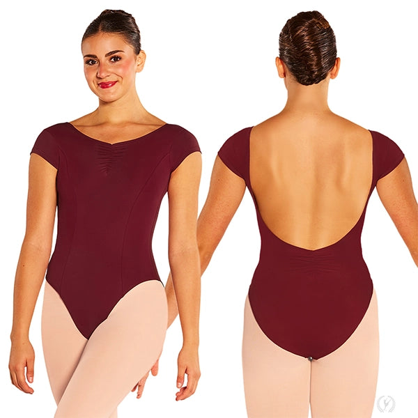Eurotard Womens Microfiber Princess Seam Cap Sleeve Leotard (Black)