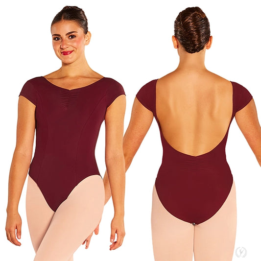 Eurotard Womens Microfiber Princess Seam Cap Sleeve Leotard (Black)