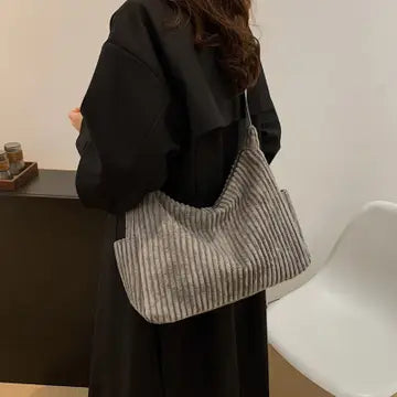 Corduroy Casual Quilted Shoulder Tote Bag