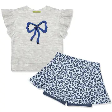 Kids Gray Heather Fr Terry Top & Skin Print Skort