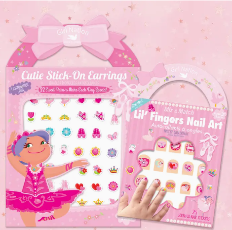 Cutie Stick-On Earring and Nail Sticker Gift Set-Ballerinas