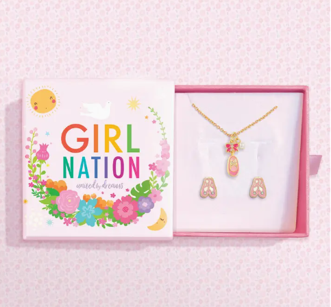 Sweet Petite Necklace & Studs Gift Set-Ballet Shoe