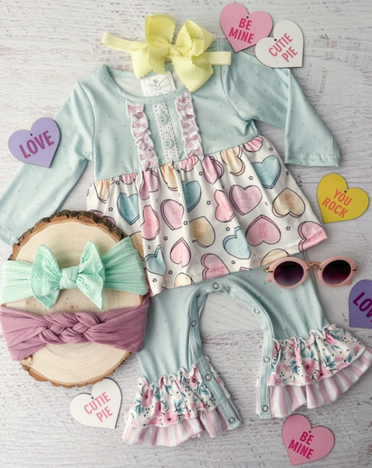 Pastel Hearts Infant Girl's Romper