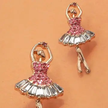 Rhinestone Ballerina Stud Earrings