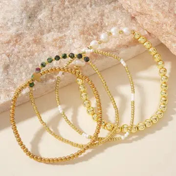 Multi Ball Pearl Chain Stretch Bracelet